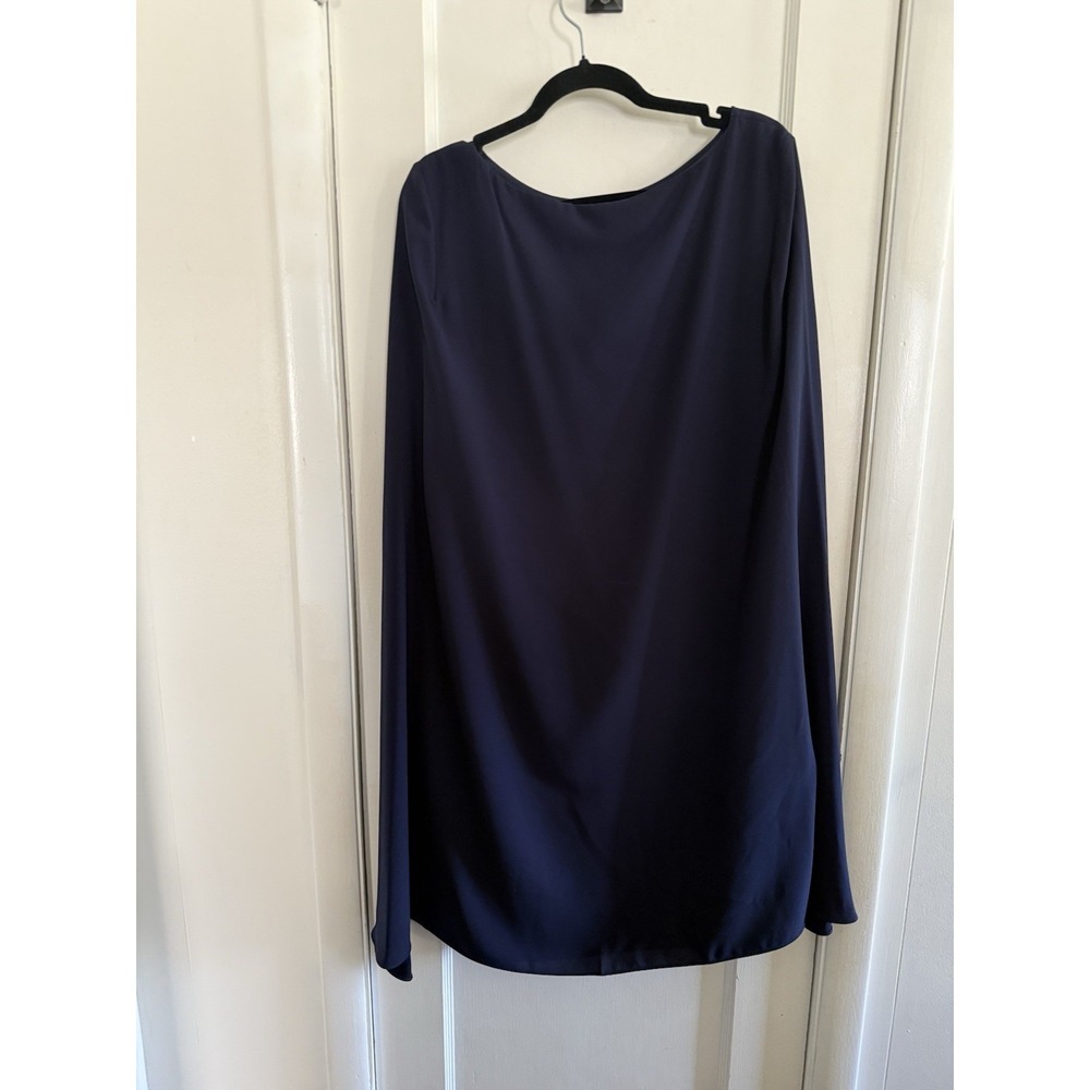 Lauren Ralph Lauren NWT Women's Georgette Cape Dress Navy Size 16  $195 - Picture 6 of 9